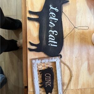 Rustic Black Pig Wall Decor Set